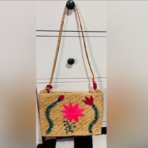 Vintage 1960's Floral Raffia Tote/Purse/Bag